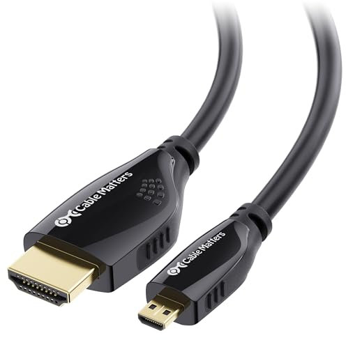 Cable Matters High-Speed 4K@60Hz Micro HDMI to HDMI Cable - 6ft, Ideal for Tablet, Notebook, Camera, Raspberry Pi 4/5