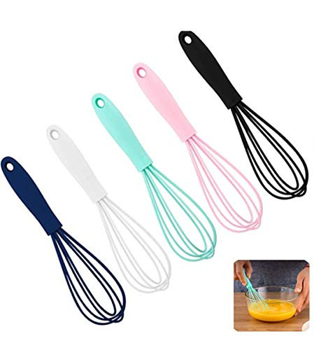 Silikon-Schneebesen – 5 Stück bunte Mini-Schneebesen aus Silikon, Schneebesen Set Eierschlägel zum Mixen Schlagen Rühren Kochen Backen