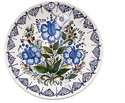CERÁMICA RAMBLEÑA | Plato decorativo para colgar en pared | Plato de cerámica | Plato de pared | Plato pared Modelo D32 | 100% Decorado a mano | 35x35x5 cm