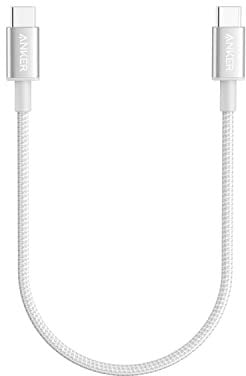 Anker New Nylon USB-C to USB-C Cable (1 ft, 60W), USB 2.0 Type C Charging Cable for MacBook Pro 2020, iPad Pro 2020, iPad Air 4, Samsung Galaxy S21, Nintendo Switch, Pixel, LG, and More (Silver, 1ft)