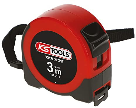 KS Tools - 302.0113 - Mètre ruban - Mètre ruban 3 m - Boîtier en tri-matière - Graduation millimétrique des deux côtés sur le haut et le bas - 5x16 mm