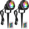 LEDMO 20W RGB LED Gartenleuchte mit Erdspieß,2 Stücke LED Gartenlampe 2000LM led strahler außen IP65