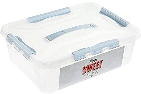 keeeper Sweet Home Aufbewahrungsbox mit Deckel und Klickverschlüssen, Dreh- und stapelbar, 10 L, lina, Rachblau