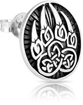 NKlaus 1x Ohrstecker einzel Bärentatze 13mm Indianer talisman 925 Sterling Silber 4971