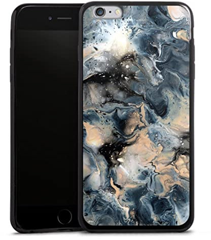 DeinDesign Slim Case extra dünn kompatibel mit Apple iPhone 6s Plus Silikon Handyhülle schwarz Hülle Stein Galaxie Marmor