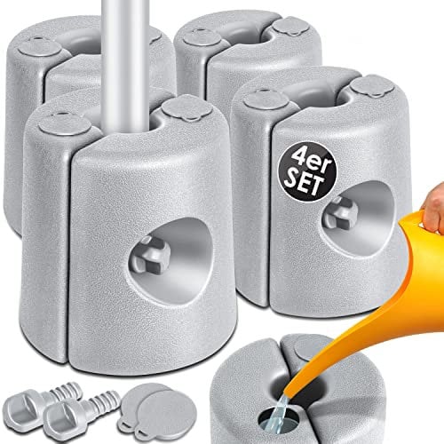 KESSER® Pavillonstandfüße 4er Set Pavillon Standfuß mit Wasser/Sand befüllbar 22 x 22 x 25cm HDPE Gewichte zur Stabilisation für Pavillons Gartenzelte Festzelte Standsicherung Stabil, Hellgrau