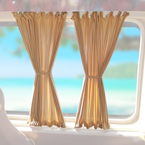 OMAC Sonnenschutz Gardine MAß kompatibel mit VW Crafter 2006-2025 Langer Doppelhecktür Beige 10x