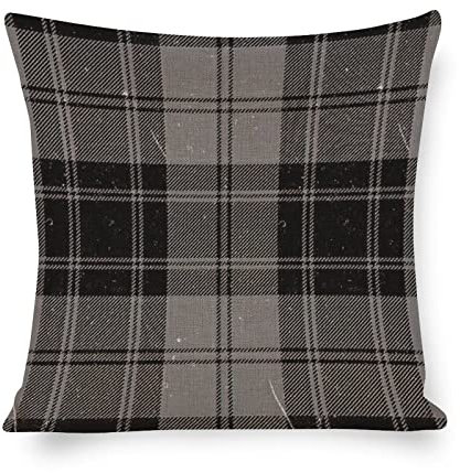 Buffalo Check Plaid Black And Grey Throw Pillow Cover 50.8 x 50.8 cm Linen Vintage Pillow Shell Square Throw Cushion Case for Outdoor Gallery Home Decoration
