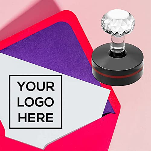 GSCSP Stempel mit Aufschrift Your Logo Here, personalisierbar - Schwarz, Rund, Gummistempel, Stempel, Gummi, 25 mm, 30 mm, 40 mm, 50 mm
