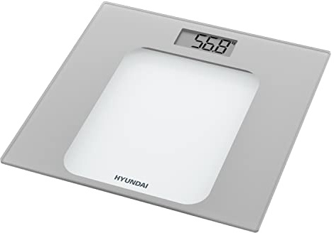 HYUNDAI Personenwaage OVE950 I Waage 100g Messgenauigkeit I Standfläche aus Glas I LCD Display I Batteriestatus Anzeige I max 150kg
