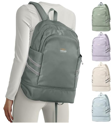 coofay Turnrucksack für Damen, wasserdichter Rucksack mit Schuhfach, Reiserucksack, Sportrucksack, großer Turnbeutel, Olivgrün, Größe L, Reiserucksäcke