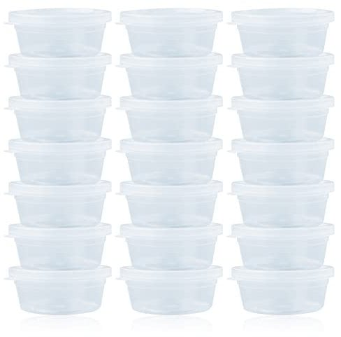 LAMXD Slime Storage Containers 24 Pack, Leakproof Clear Plastic Foam Ball Storage Cups Storage Jars Containers With Lids Slime Pots Tubs