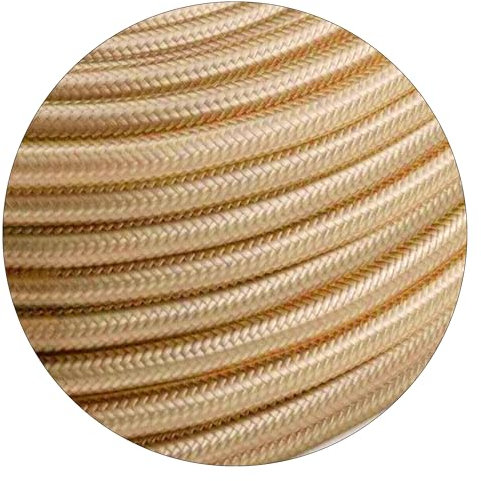 Câble tressé italien en tissu vintage à 3 fils - Couleur or clair - 0,75 mm - 5 mètres - Pour éclairage britannique.