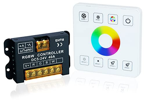 TOPAI RGBW LED Dimmer Controller mit Touch Panel RF Fernbedienung, DC 5-24V Max 40A Dimmschalter Wandmontage für 5050,2835,COB RGB LED Streifen