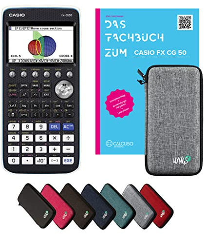 Casio fx-CG50 inkl. Schutztasche Hellgrau & Fachbuch (92 Seiten, DIN A4) – Grafikrechner – Smart Set