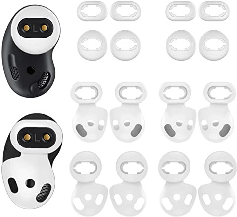[ 8 Pairs ] Galaxy Buds Live Ear Tips Wing Tips, Non-Slip Anti-Slip Sound Leakproof Silicone Earbuds Replacement Cover Accessories Compatible with Samsung Galaxy Buds Live White S/L