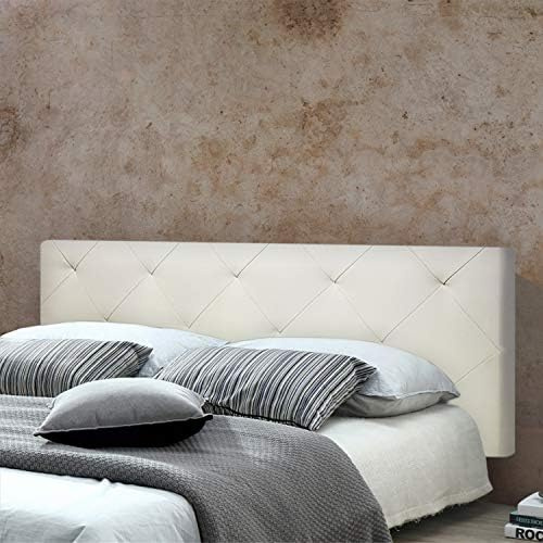 P17 - TESTIERA | Spalliera in Ecopelle | Colore Bianco | Cuciture Rombi | Dimensioni L.180 H.80 |