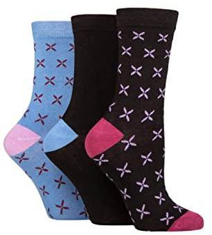 Glenmuir Womens Patterned Bamboo Socks Bright and Colourful, Fun Designs - Pack of 3