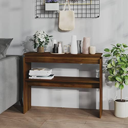 WIFESE Table Console Chêne Marron 102x30x80 cm Bois d'ingénierie Console Meuble Table Pliante Console pour EntréE Table à Manger Console Bois Table Pliante Interieur