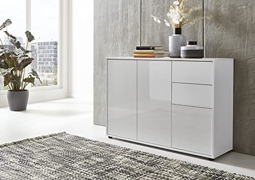 BMG Möbel Kommode »Mailand 10« (in Weiß/Weiß Hochglanz lackiert), Schubladenkommode Anrichte Sideboard