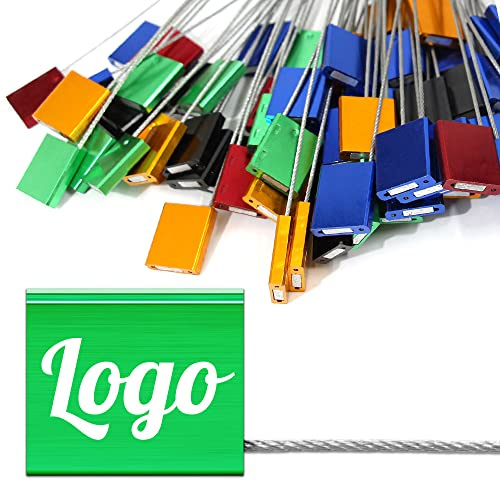 Pobsuier® 200 Bridas Metálico Personalizadas Precintos de Seguridad Candado Desechable con Cable para Logística Camion Contenedores