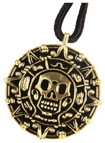Giraffe Medallion Skull Pendant with Black Cord, Pirate Cosplay Jewelry