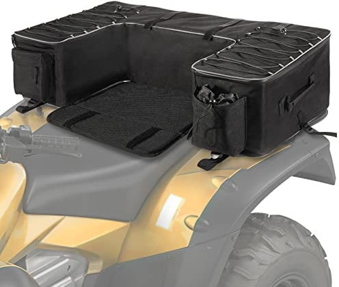 Morjor ATV Storage Bags with Extra Waterproof Cover & Upgraded Zippers, ATV Bag with Back Seat for Passenger