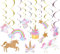 20 Stück Einhorn Hängende Wirbel Kindergeburtstag Deko, Einhorn Geburtstagsdeko, Einhorn Happy Birthday Spiralen für Mädchen Geburtstag Party Dekorationen, Einhorn Themen Party Deko