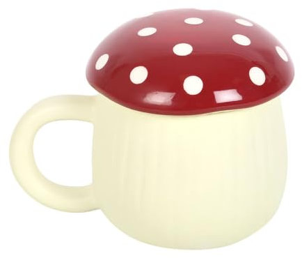 BelAya E Tasse en forme de champignon avec couvercle – Tasse fantaisiste – Tasse à café et à thé.