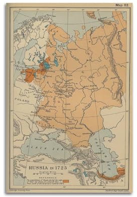 GELS 1725 Poster europäischer russischer Geschichte, Retro-Karte, dekoratives Gemälde, Leinwand-Kunstbild, 30 x 45 cm