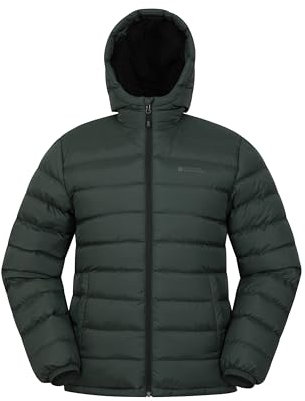 Mountain Warehouse Seasons Mens Fur-Lined Padded Jacket - Microfibre insulation & Faux Fur Puffer Coat with Side Pockets - Best for Autumn, Winter, Outdoors Green XXS