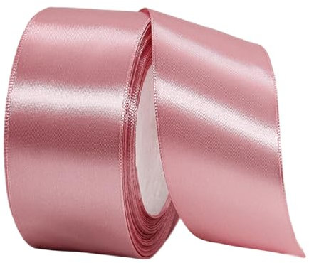 Satinband Bohnenpaste Rosa 40mm Breit Geschenkband Satin,22m Satinbänder Bohnenpaste Rosa Dick Schleifenband Dekoband Seidenband Geschenkverpackung Stoffband Geschenkbänder für Dekorieren Basteln