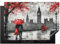 KitchenYeah© Coperchio Piano Cottura 75x52 cm Cucina Copri Fornelli Tappetino Induzione Antiscivolo Piastra Protezione Londra - Rosso - Acquerello - Nero - Coppia
