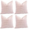Sungeek 4er Set Kordsamt Kissenbezüge, Dekorativ Zierkissenbezüge Weich Kissenbezug Dekokissen Sofakissen Couchkissen Deko Bezug Kissenhülle für Sofa Schlafzimmer Wohnzimmer (Rosa, 45x45 cm)