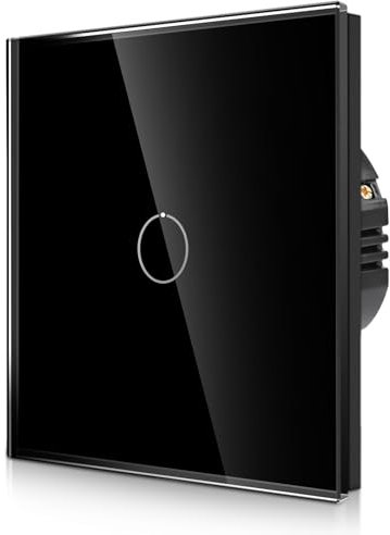 CNBINGO Interruptor táctil empotrado en negro – Interruptor de luz con LED de estado y panel de cristal – 1 interruptor de pared – par solo con esta serie de interruptores