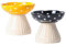 Liemuao 2 Pièces Gamelle Chat Surélevée, 300ml Gamelle Céramique en Forme de Champignons, Inclinable à 15° Bol pour Chat Anti-Vomissements Bol pour Animaux de Compagnie (Jaune+Noir)