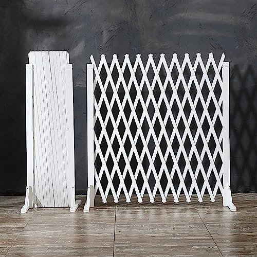 Zaunelement, weißer Sichtschutzzaun, ausziehbarer Gartenzaun aus Holz, verwendet für Esszimmer/Schlafzimmer/Hotel, Trennwand, Dekorationszaun (Größe: C) (B) Stabilize