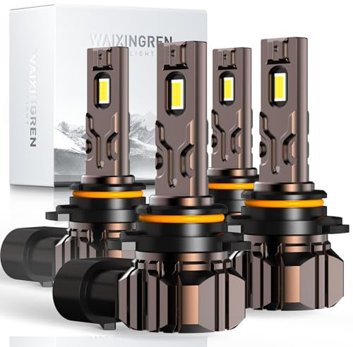 WAIXINGREN Lot de 4 ampoules de phare DEL 9005 9006, blanc froid 6500 K, 120 W 52000 lm HB4 HB3 avec ventilateur, aucun adaptateur nécessaire, installation facile Plug and Play, lot de 4 (9005 + 9006)