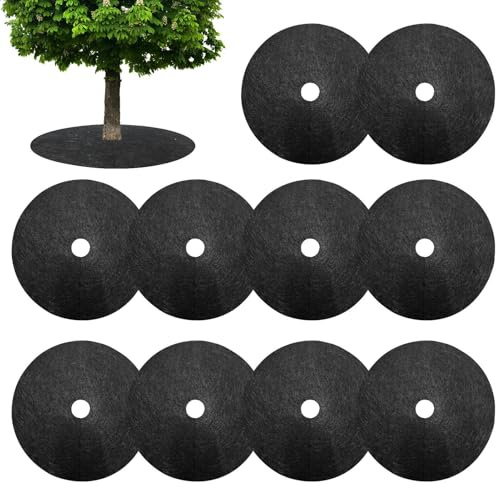 Baumschutz Unkrautmatten, 20 Stück 15cm Baummulchring Unkrautbarriere Baumschutzmatte Rund, Nichtgewebte Unkrautschutzmatte, Unkrautvlies Gartenvlies Mulchscheibe zur Unkrautbekämpfung Wurzelschutz