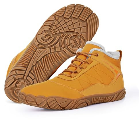 RUYI Chaussures pieds nus d'hiver pour homme et femme - Imperméables - Doublure chaude - Chaussures de trail avec semelle antidérapante et large boîte à orteils, Jaune W09, 38 EU