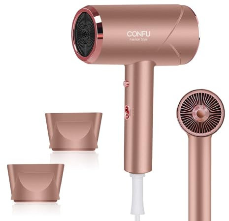 CONFU Föhn Ionen Fön 1800W Haartrockner Schnelltrocknen Hair Dryer Haarfön mit Heiß-/Kalttaste, 2 Fön Concentrators