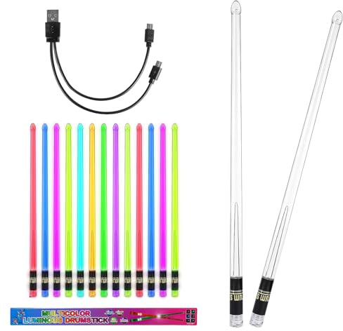 2pcs Baguettes De Batterie À LED Rechargeables, Baguettes De Batterie Lumineuses 13 Couleurs Dégradées Baguettes Lumineuses À LED Baguettes Lumineuses Baguette De Batterie Pour Performance Scène