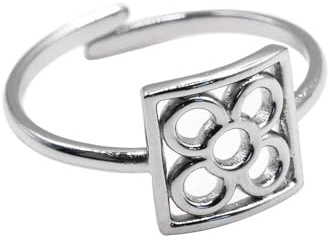 MAJALE Damenringe mit Blume von Barcelona, Damenring Panot de Barcelona, Ringe aus Edelstahl, robust und hypoallergen, ideales Souvenir, entworfen in Barcelona, Ajustable, Edelstahl, Ohne Edelsteine