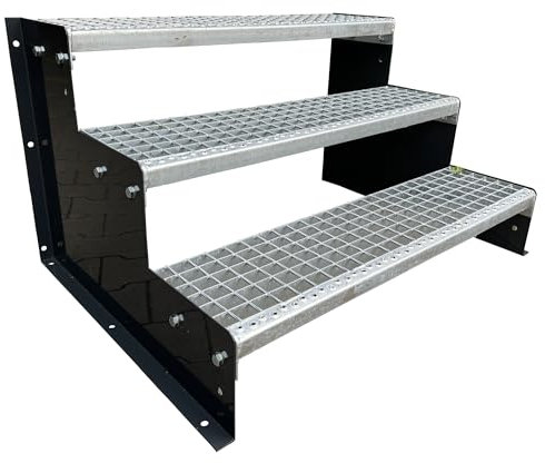 3 Stufen Standtreppe Modell 2 anthrazit 18 cm Stufenhöhe, 100 cm Breite, 54 cm Höhe ohne Geländer