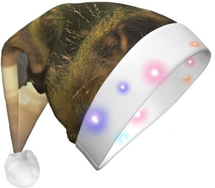 SABFWF Gorro de fiesta con estampado de vaca lechera, vibrante sombrero de Navidad iluminado para adultos, decoración de celebración de Navidad