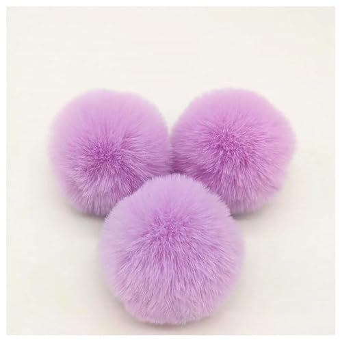 BrightGlow Kunstfell Pompon 8cm Weiche Pompons zum Basteln Groß Pom Pom Bälle Fellbommel Kunstfell-Pom-Poms DIY Pom Pom Bälle Kaninchenfell Bommel für Mützen Beanies Tasche Lila Süßkartoffel 10 Stück