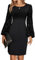 Hanaoops Damen Langarm Kleider Schwarzer Pailletten Langarm Minikleid Rundhals Kurzes Party Club Kleid Elegant Bodycon Freizeitkleid Herbst Glitzer Kleider