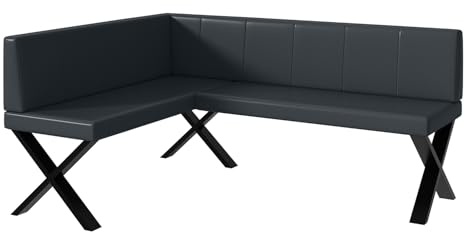 MEBLINI Eckbank für Esszimmer - Küchenbank - Essecke - Sitzecke Küche - Peter - X-Beine 128x168x87cm Links - Dunkelgrau Kunstleder
