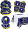 XJLANTTE Lot de 61 assiettes d'anniversaire bleues et dorées pour anniversaire, fête prénatale, mariage - Pour 20 invités
