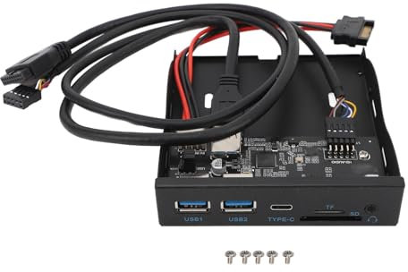 USB3.0, Type C, HD Sound Front Panel Hub, Iron Case 2T Memory Card Floppy Drive Panel for XP/7/8/10/11 LINUX with 5Gbps Transfer Speed, Plug and Play